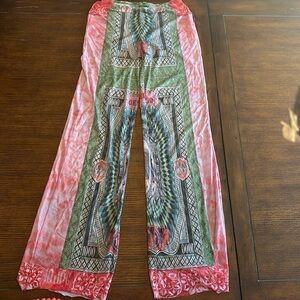Women’s tulle print see-through swim coverup pants size Large